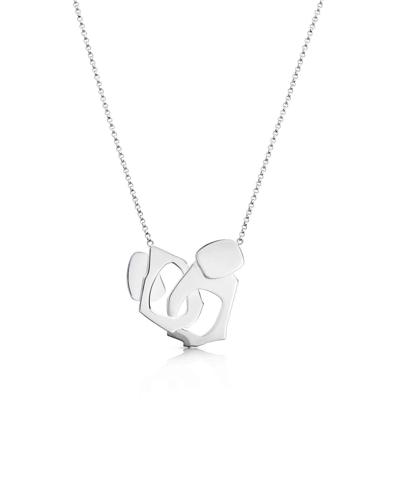 Elegant Union Necklace in Silver Silver pendant necklace featuring a modern union-inspired design for meaningful jewelry.