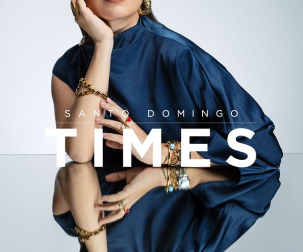 Santo Domingo Times cover, model in a navy blouse