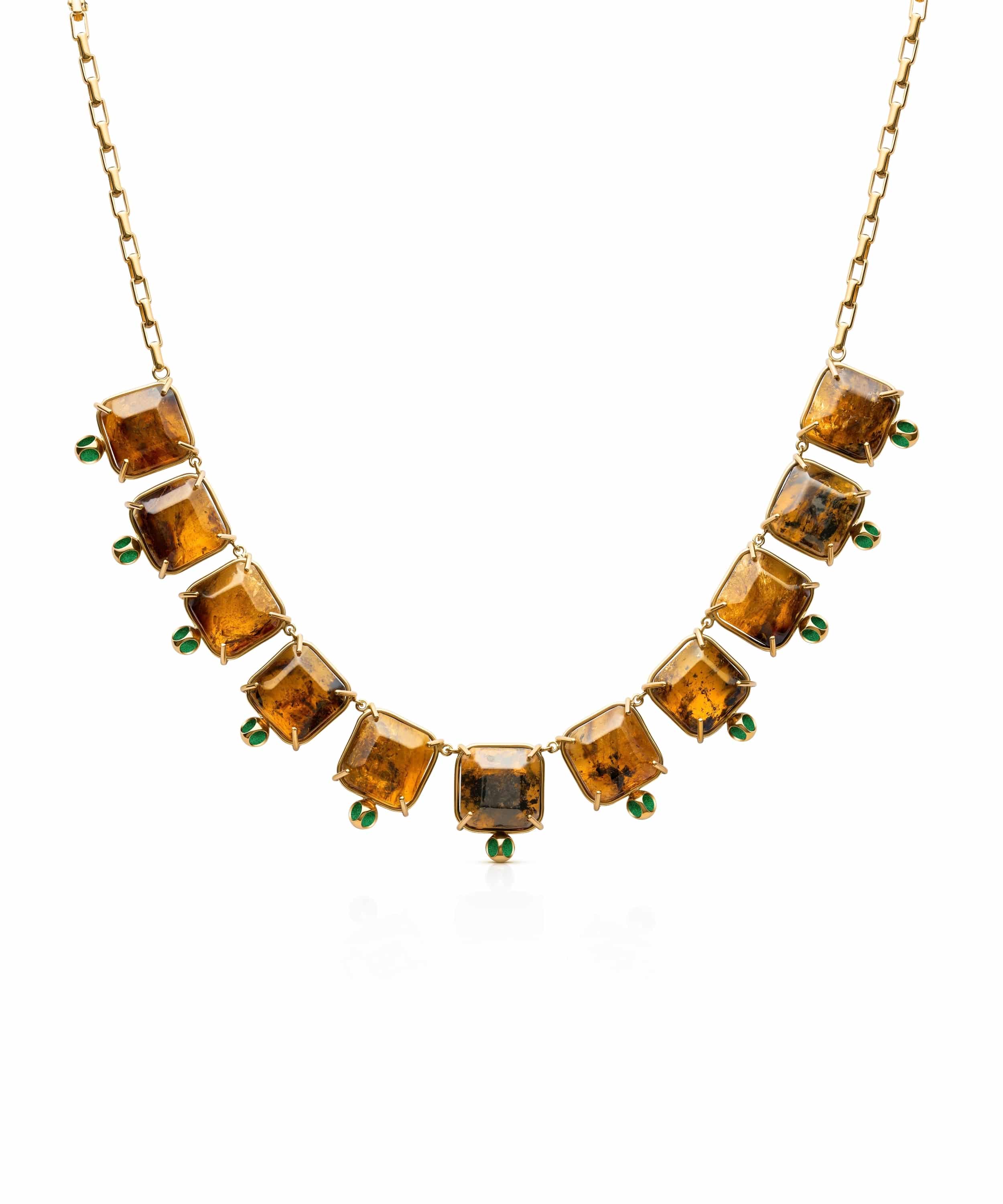 monica-varela-duet-amber-choker-18k-micron-plating-jazzy-green-front Duet Amber Choker - Image 1