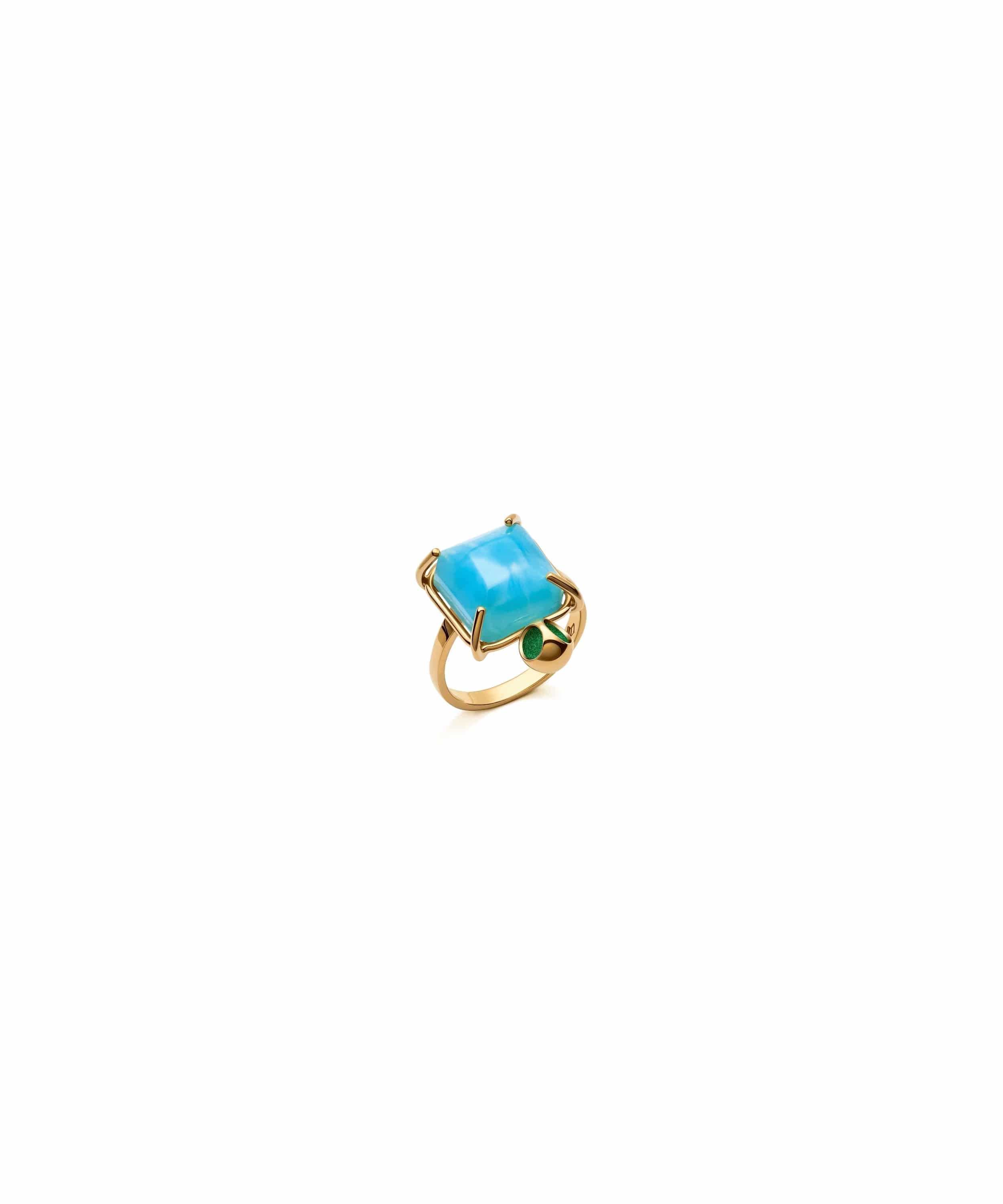 monica-varela-duet-larimar-ring-18k-micron-plating-jazzy-green-front Duet Larimar Ring - Image 1