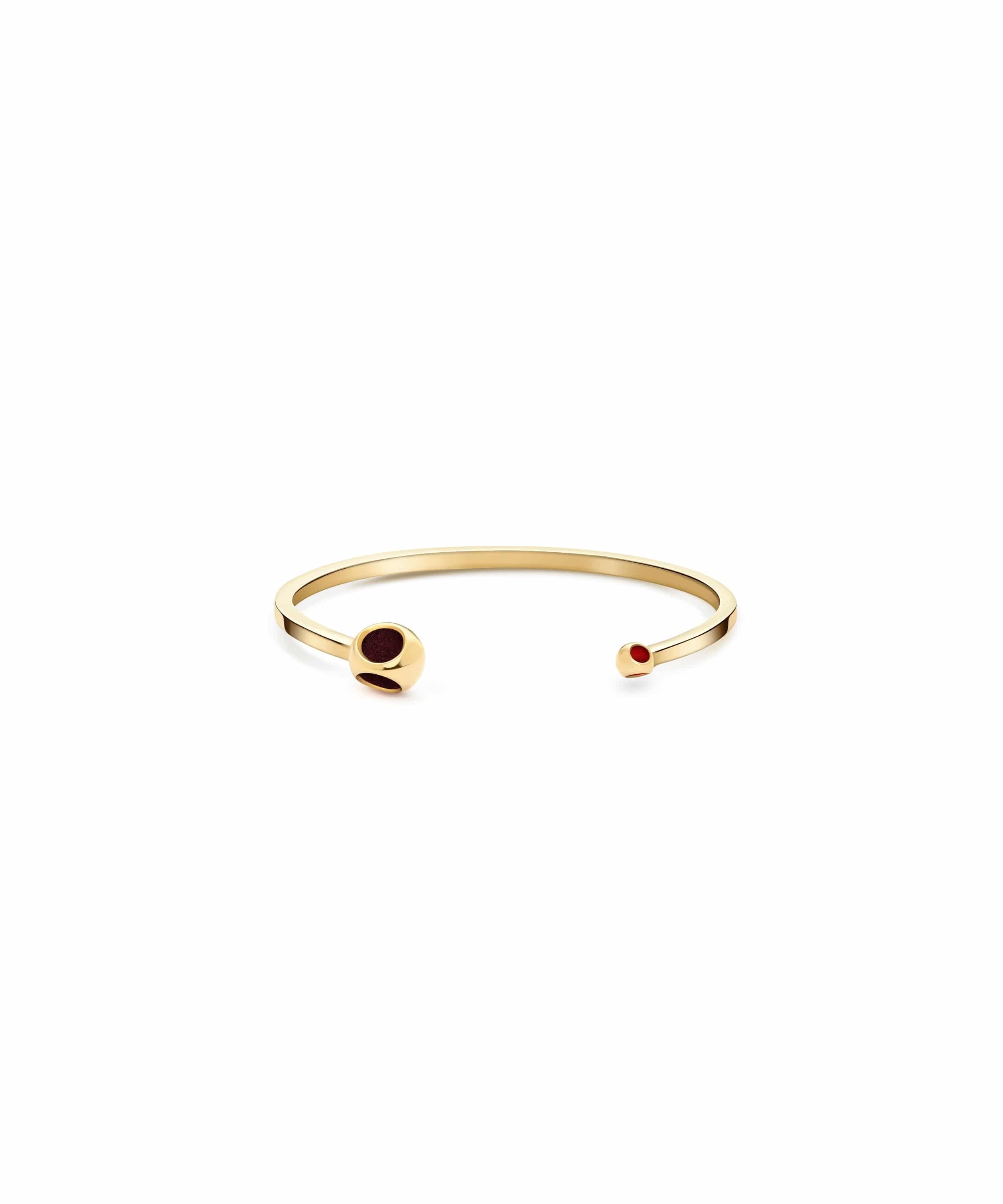 monica-varela-minute-capsule-minute-teeny-cuff-18k-micron-plating-blazzing-burgundy-dote-red-front Minute Teeny Cuff - Image 1