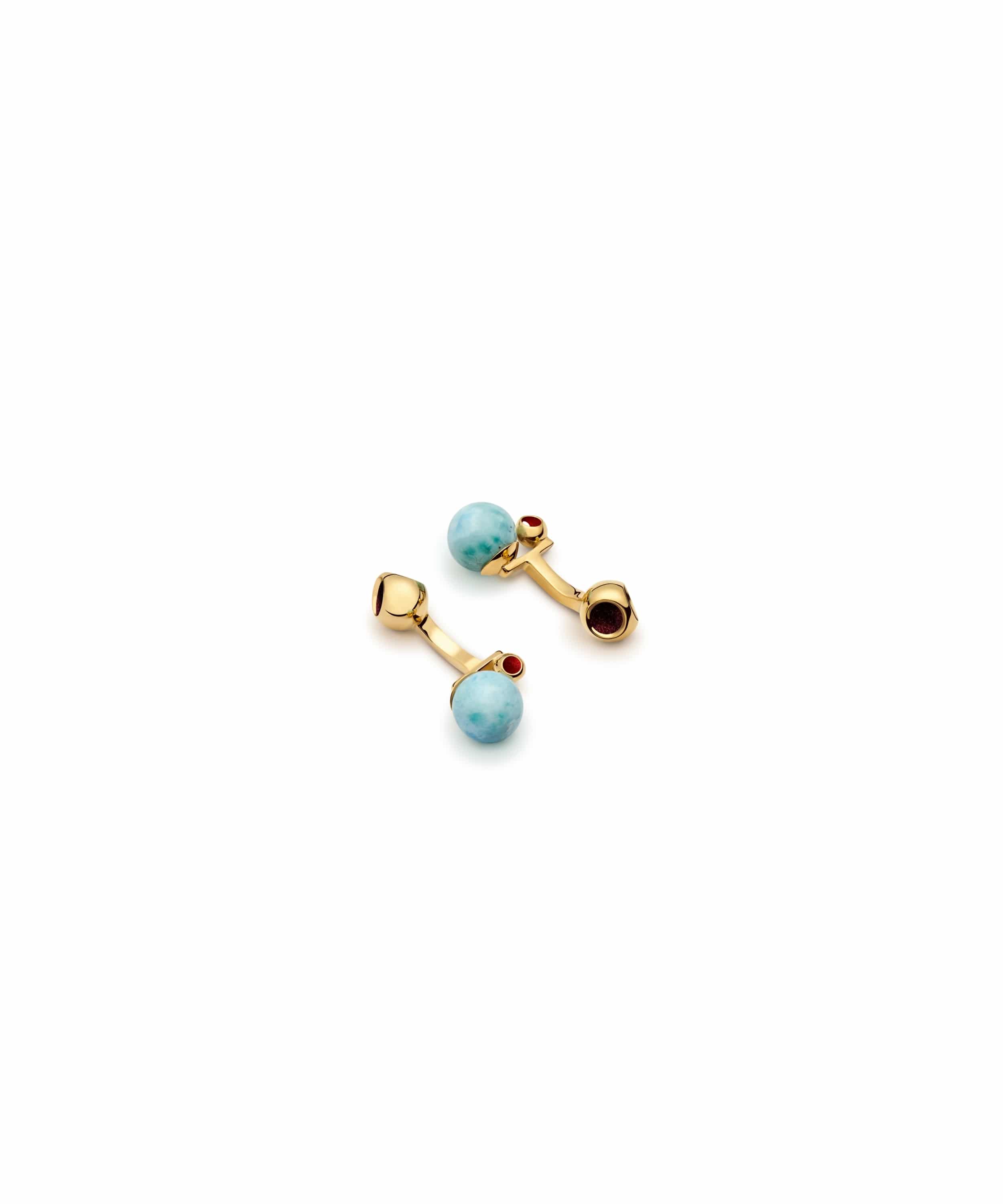 monica-varela-minute-capsule-minute-teeny-larimar-cufflinks-18k-micron-plating-blazzing-burgundy-dote-red-front Minute Teeny Larimar Cufflinks - Imagen 1