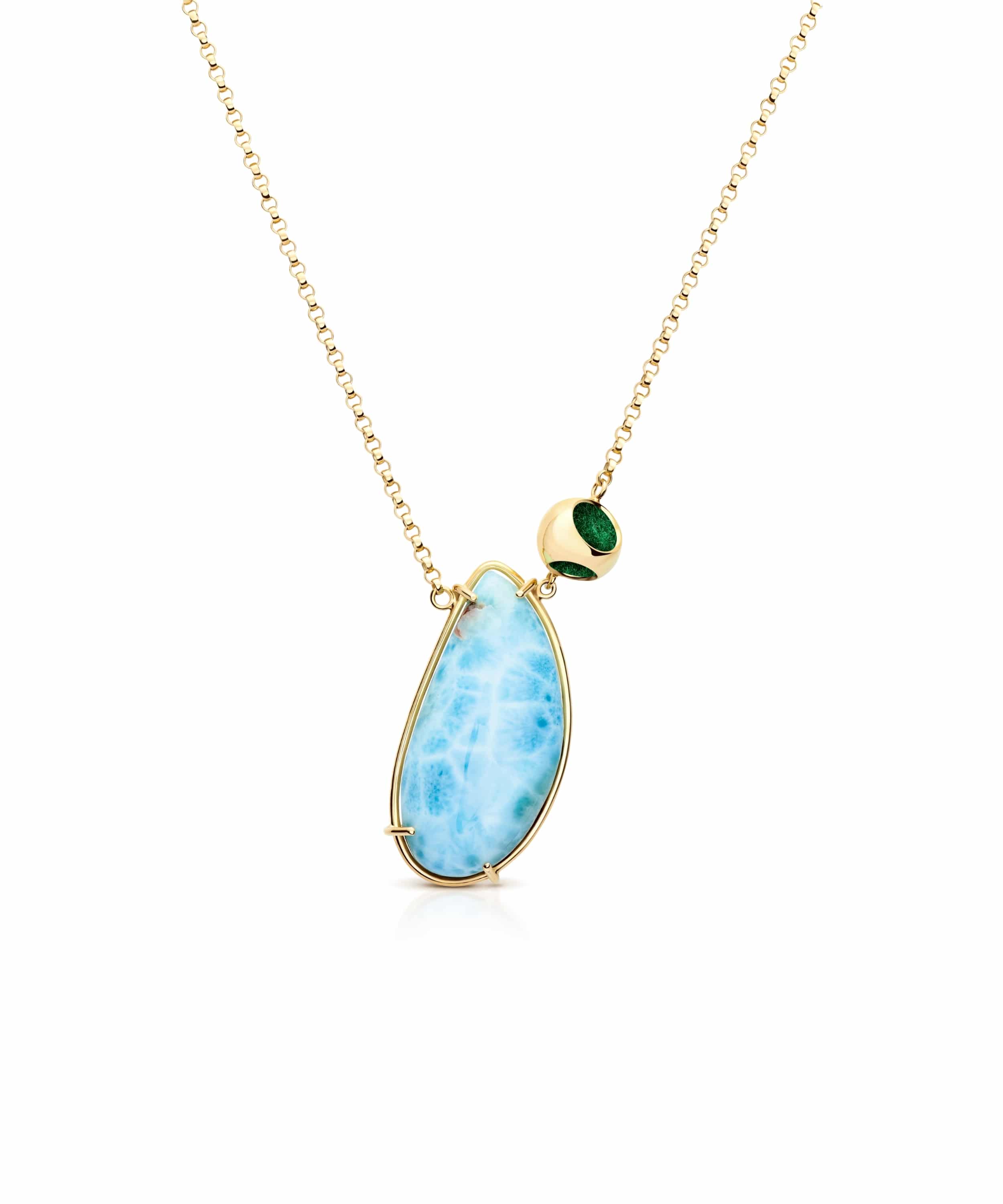 monica-varela-minute-capsule-petite-larimar-necklace-18k-micron-plating-jazzy-green-front Petite Larimar Necklace - Image 1