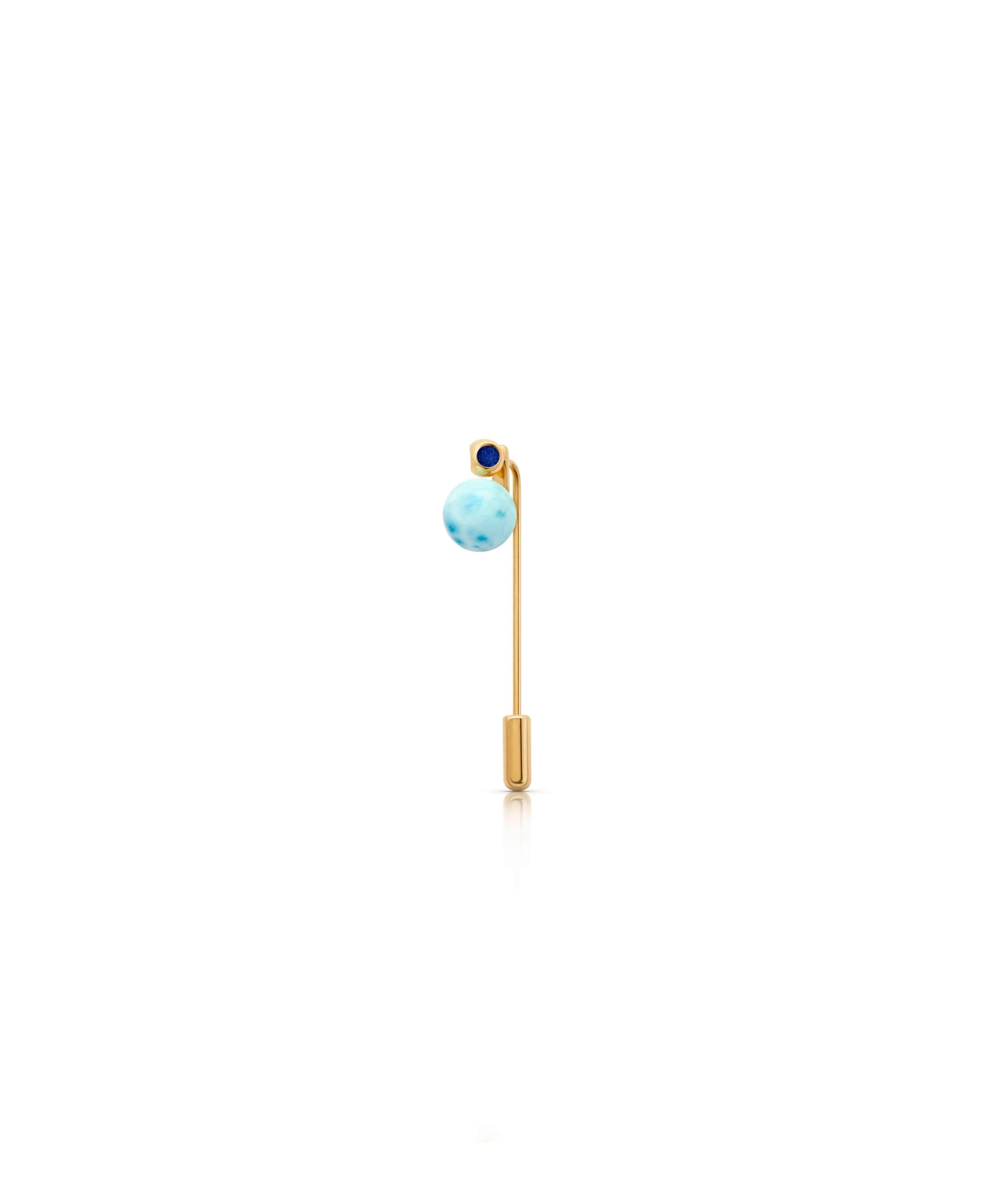 monica-varela-minute-capsule-teeny-larimar-pin-18k-micron-plating-electric-blue-front Teeny Larimar Pin - Image 1